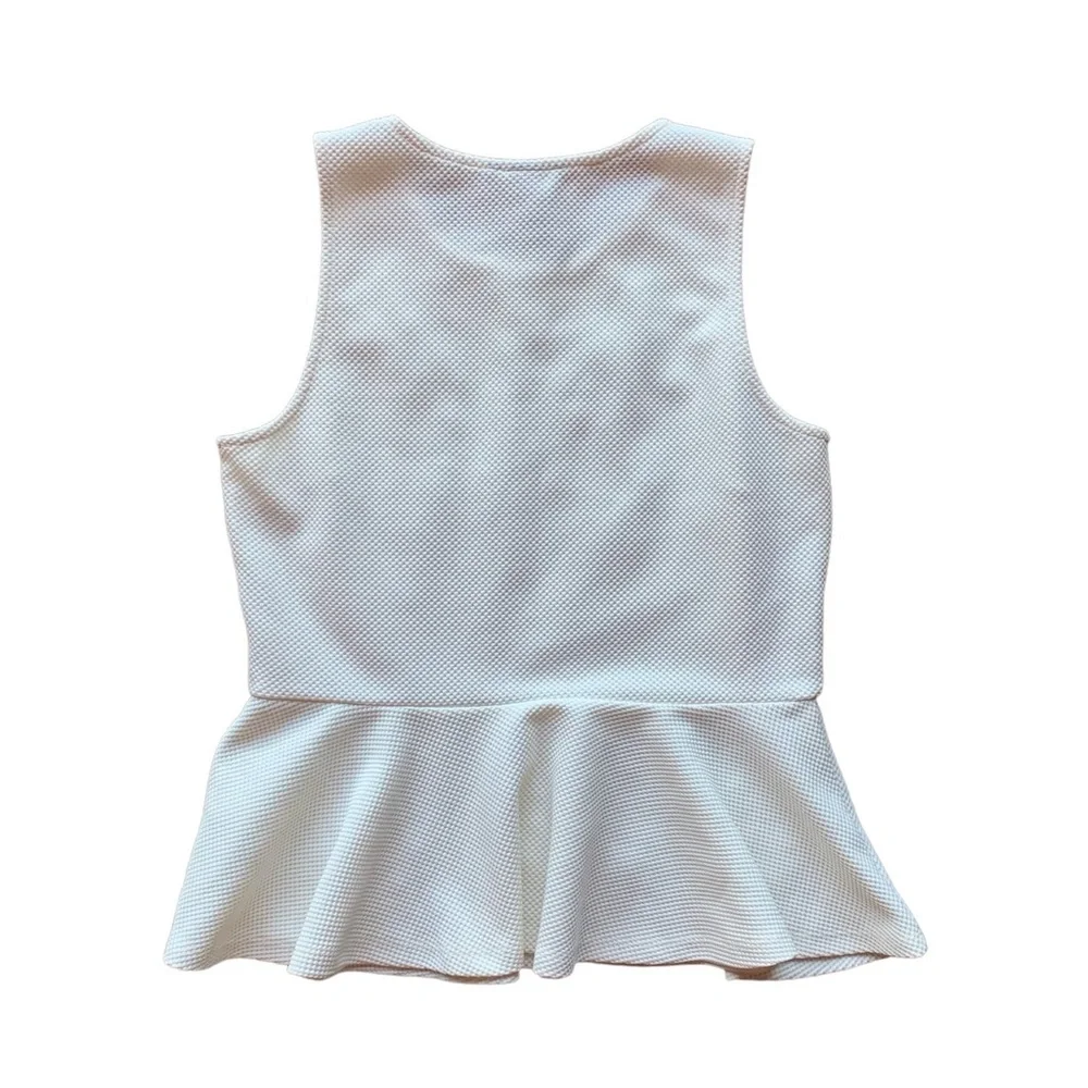 H&M off white peplum top Euro summer blouse size medium runs small IMO neutral - Picture 2 of 7